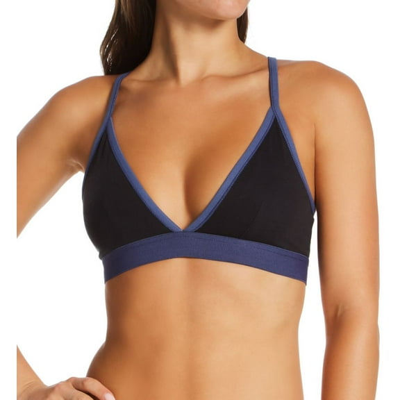 Women's Maidenform DMSSTB Naturally Soft Triangle Bralette (Blk/ Classic Style Blu L)