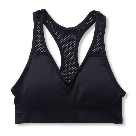 Women's Maidenform Girl H4323 Seamfree Molded Mesh Back Sports Bra (Black M)