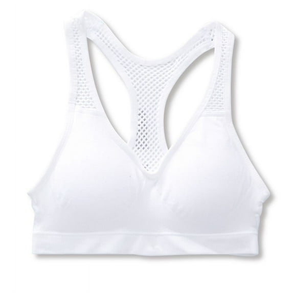 Women's Maidenform Girl H4323 Seamfree Molded Mesh Back Sports Bra (White S)