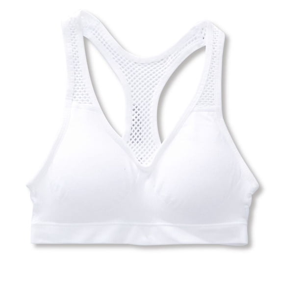 Women's Maidenform Girl H4323 Seamfree Molded Mesh Back Sports Bra (White XL)