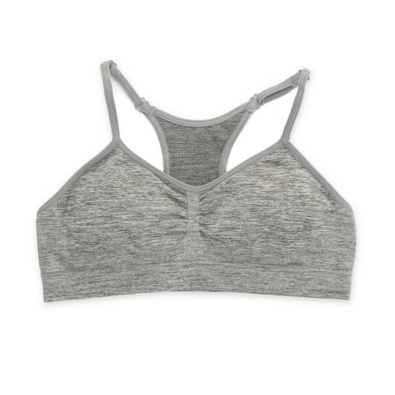 Women's Maidenform Girl H4338 Seamfree Ruched Crop Racerback Bralette (Heather Grey XL)