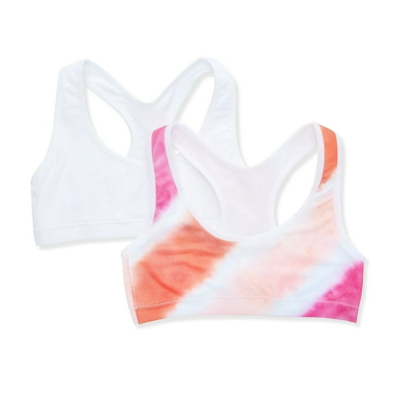 Women's Maidenform Girl H4348 Seamless Sports Bras - 2 Pack (Warm Diagonal/White M)