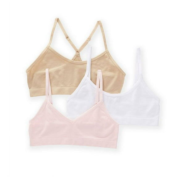 Women's Maidenform Girl H4378 Seamfree Crop Multi Silhouette Bralette - 3 Pack (Blush/White/Nude S)