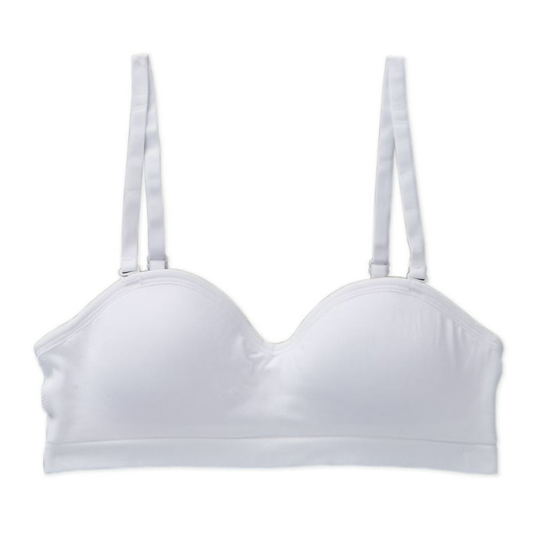 Women's Maidenform Girl H4392 Seamfree Molded Cup Hybrid Strapless Bandeau  Bra (White 36A)