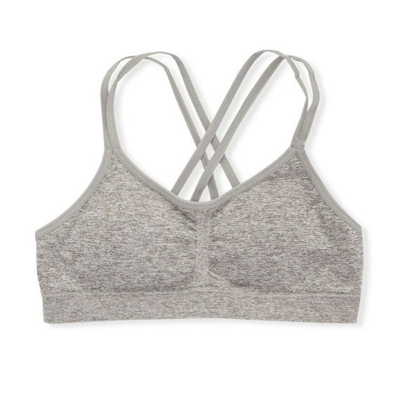 Women's Maidenform Girl MB2104 Strappy Back Ruched Crop Bralette (Heather Grey XL)