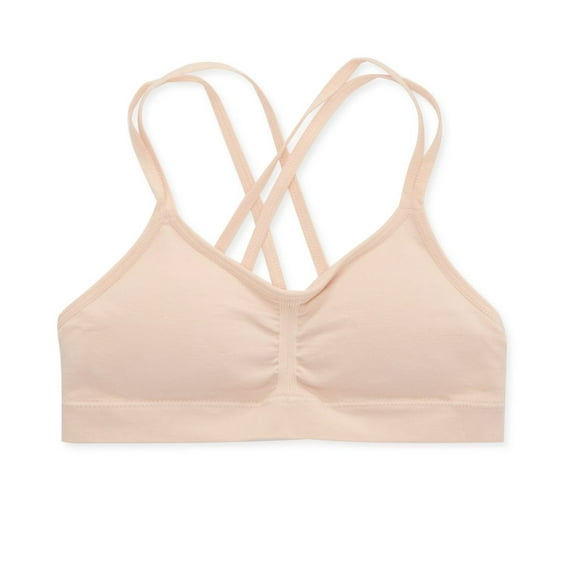 Women's Maidenform Girl MB2104 Strappy Back Ruched Crop Bralette (Peachy Keen XL)