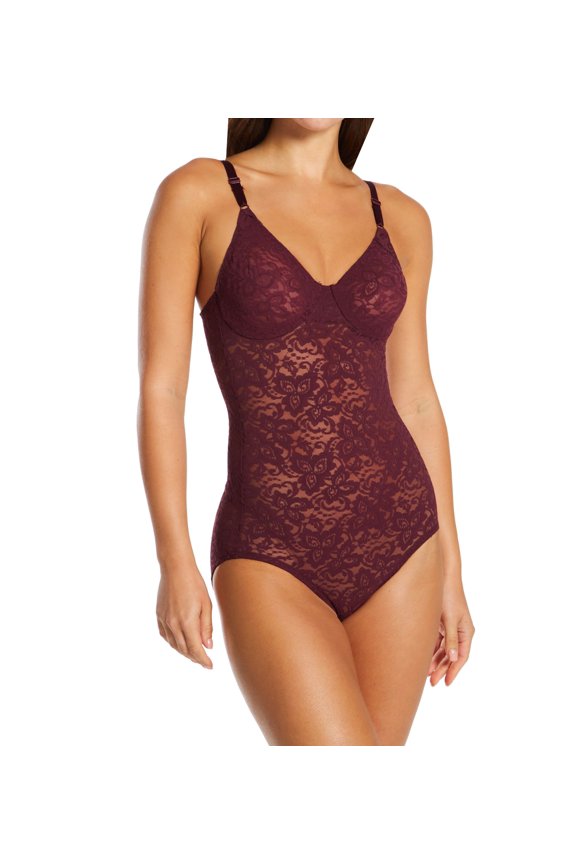 Women's Maidenform M3008 Lace N Smooth Bodybriefer (Night fire Red 34B)