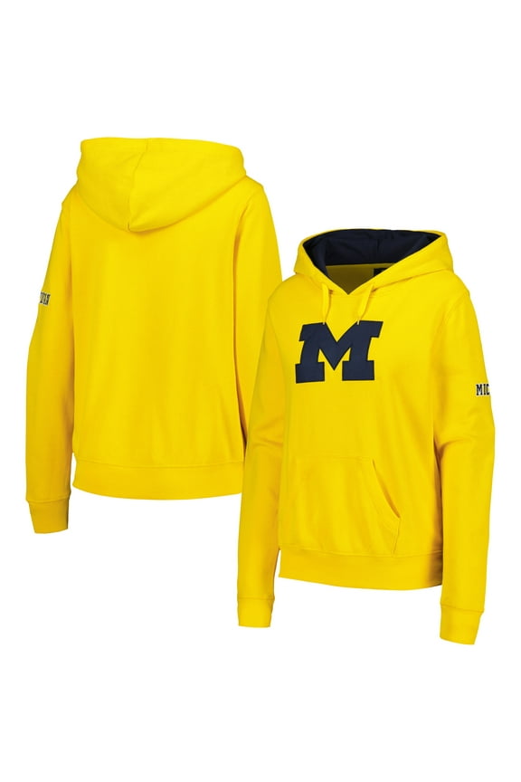 Women's Maize Michigan Wolverines Team Big Logo Pullover Hoodie