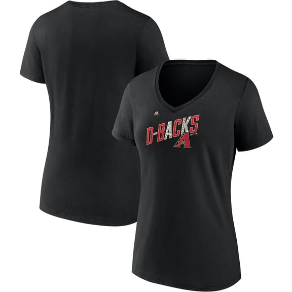 Women's Majestic Black Arizona Diamondbacks Second Wind V-Neck T-Shirt