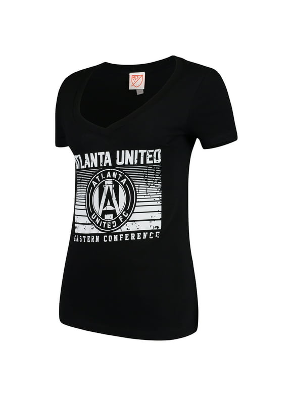 Women's Majestic Black Atlanta United FC Time Crunch V-Neck T-Shirt