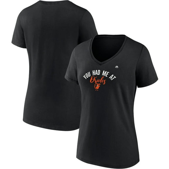 Women's Majestic Black Baltimore Orioles Wild Pitch V-Neck T-Shirt
