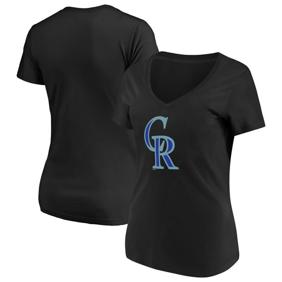 Women's Majestic Black Colorado Rockies Top Ranking V-Neck T-Shirt