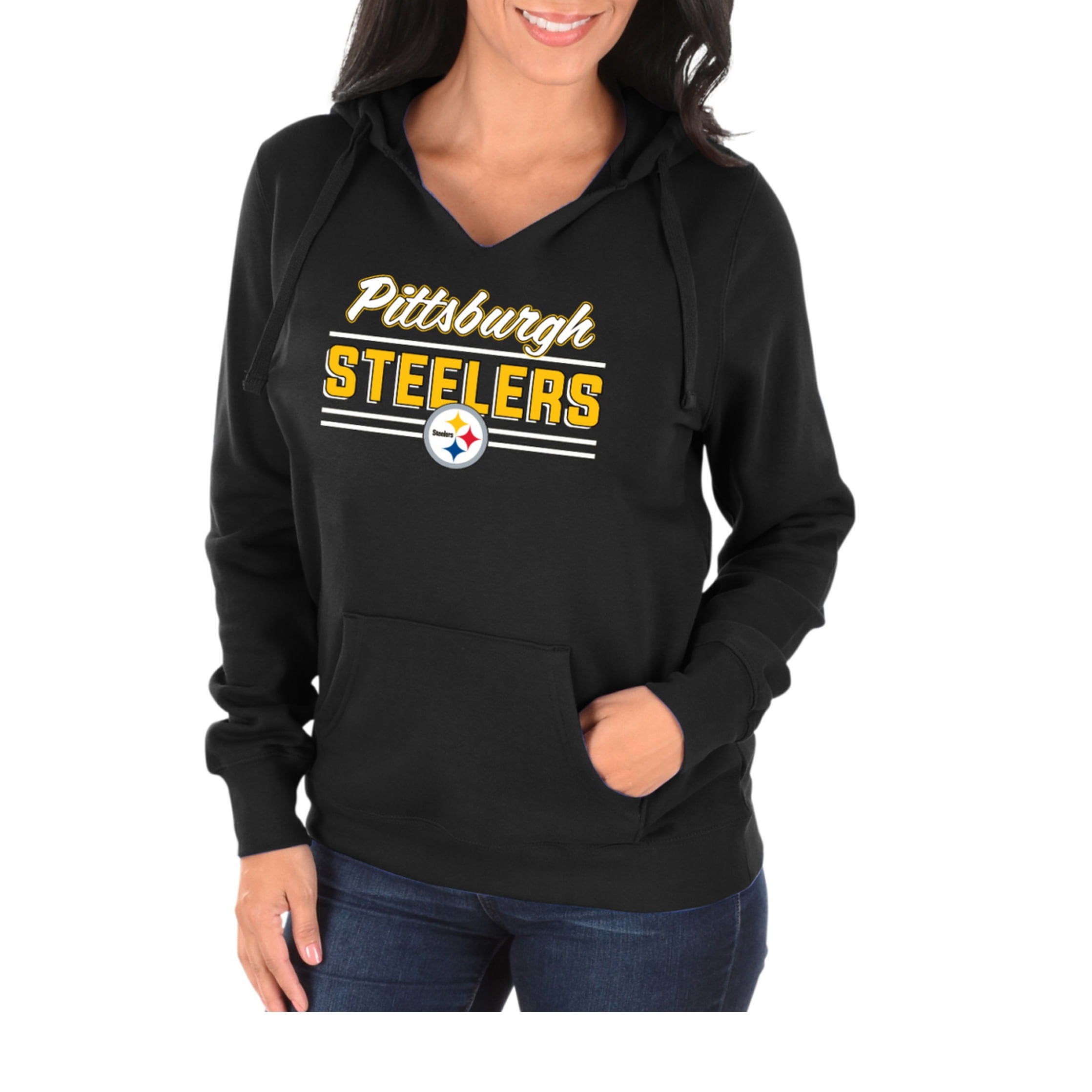 Women's Majestic Black Pittsburgh Steelers Shape It Up Hoodie