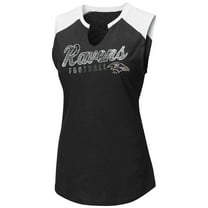 Women's Majestic Black/White Baltimore Ravens V-Notch Muscle Tank Top
