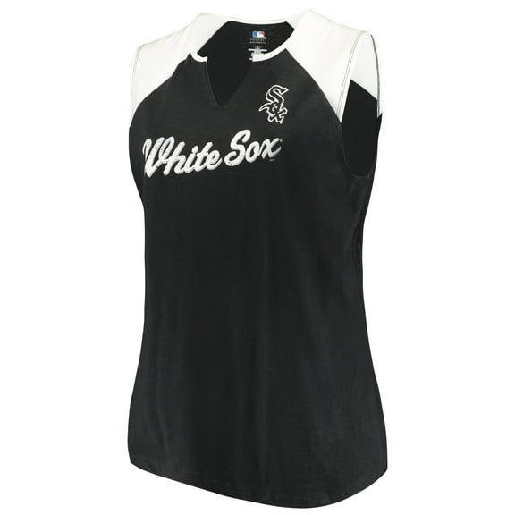 Women's Majestic Black/White Chicago White Sox Plus Size Shutout Supreme Sleeveless Muscle Tank Top