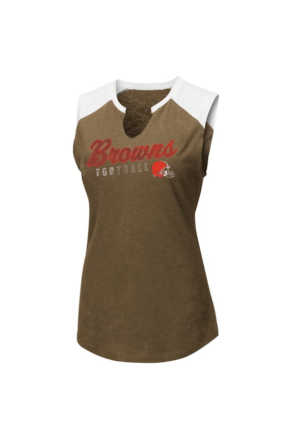 Women's Majestic Brown/White Cleveland Browns V-Notch Muscle Tank Top