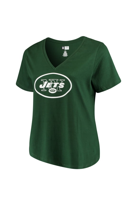 Women's Majestic Green New York Jets Plus Size Logo V-Neck T-Shirt