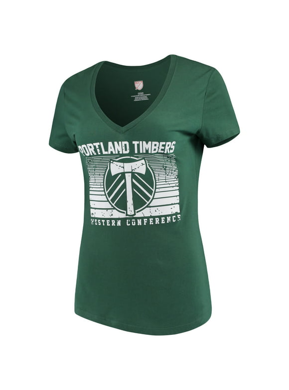 Women's Majestic Green Portland Timbers Time Crunch V-Neck T-Shirt