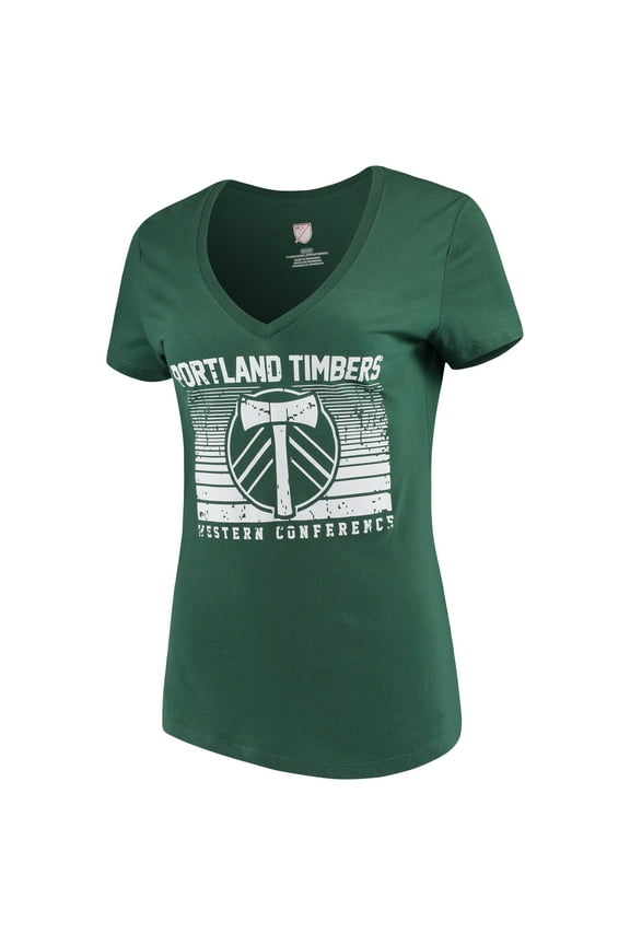 Women's Majestic Green Portland Timbers Time Crunch V-Neck T-Shirt