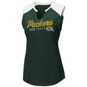 Womens Majestic Green/White Green Bay Packers V-Notch Muscle Tank Top