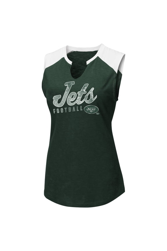 Women's Majestic Green/White New York Jets V-Notch Muscle Tank Top