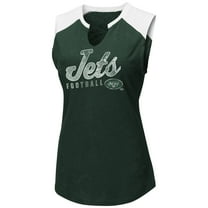 Women's Majestic Green/White New York Jets V-Notch Muscle Tank Top