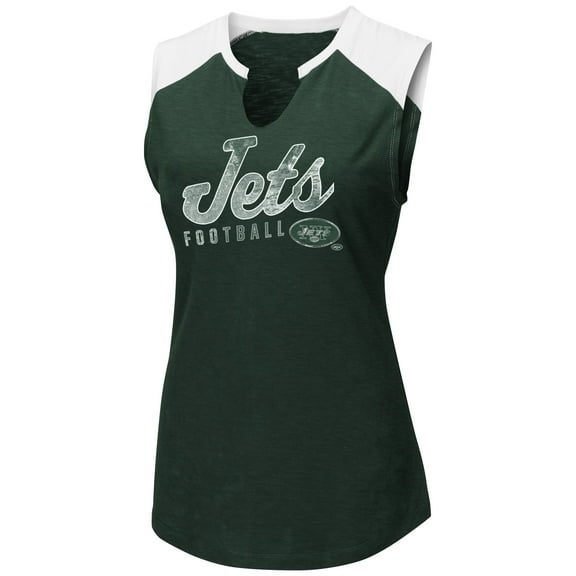 Women's Majestic Green/White New York Jets V-Notch Muscle Tank Top