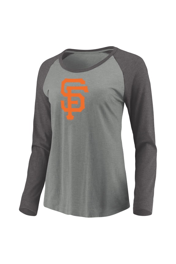 Women's Majestic Heathered Gray/Charcoal San Francisco Giants Must Win Tri-Blend Raglan Long Sleeve T-Shirt