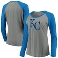 thumbnail image 1 of Women's Majestic Heathered Gray/Royal Kansas City Royals Must Win Tri-Blend Raglan Long Sleeve T-Shirt, 1 of 3