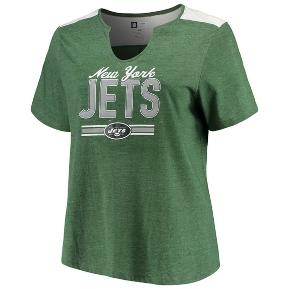 Women's Majestic Heathered Green New York Jets Notch Neck Plus Size T-Shirt