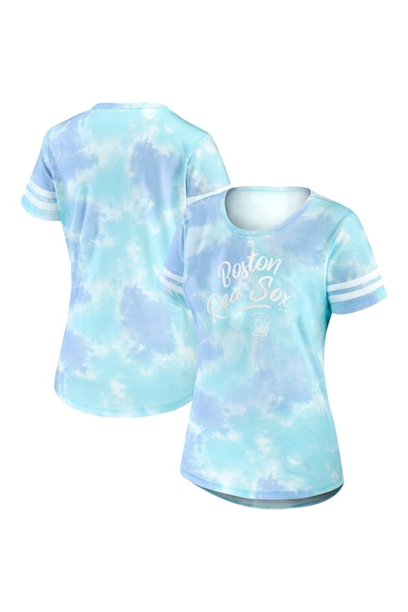 Women's Majestic Light Blue Boston Red Sox Hustle and Win Scoop Neck T-Shirt