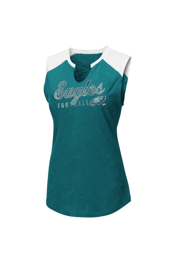 Women's Majestic Midnight Green/White Philadelphia Eagles V-Notch Muscle Tank Top