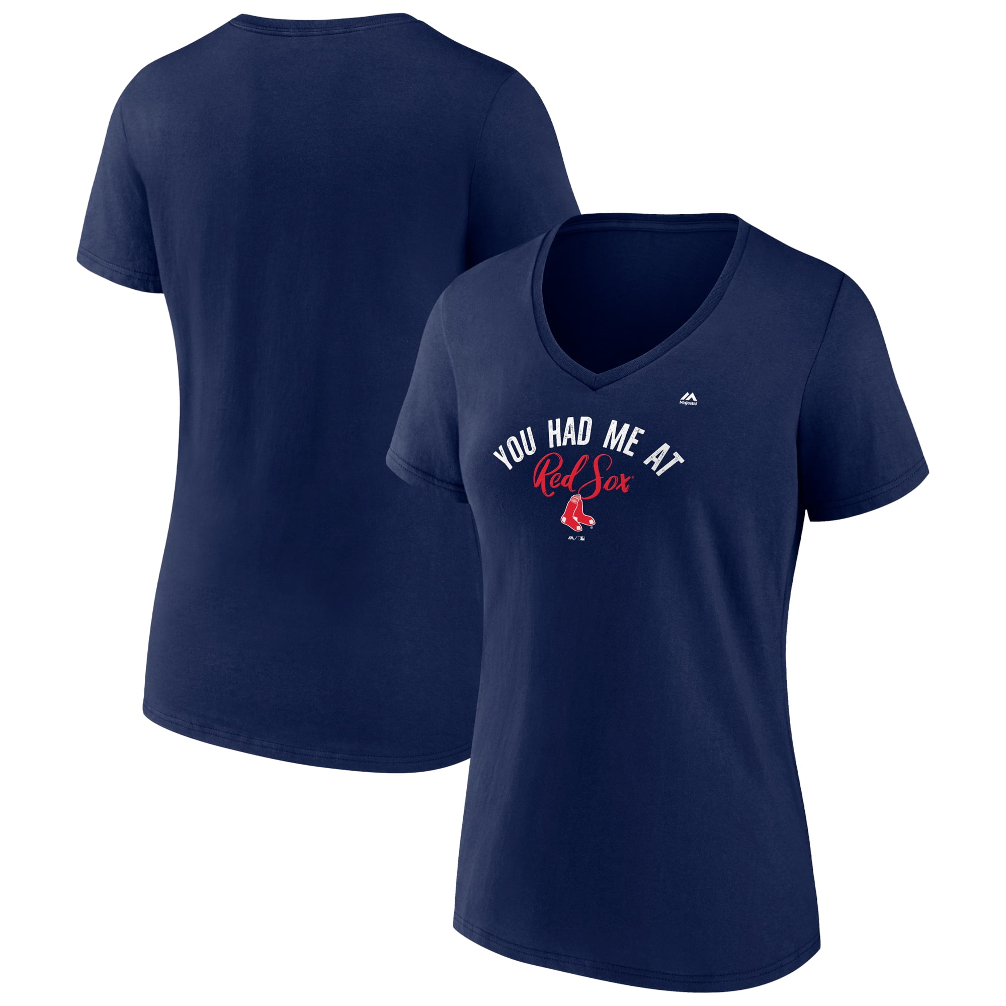 Women's Majestic Navy Boston Red Sox Wild Pitch V-Neck T-Shirt