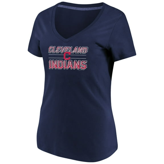 Women's Majestic Navy Cleveland Indians Compulsion to Win Plus Size V-Neck T-Shirt