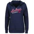 thumbnail image 1 of Women's Majestic Navy Cleveland Indians Fresh & Exciting V-Neck Pullover Hoodie, 1 of 2