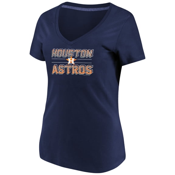 Women's Majestic Navy Houston Astros Compulsion to Win Plus Size V-Neck T-Shirt