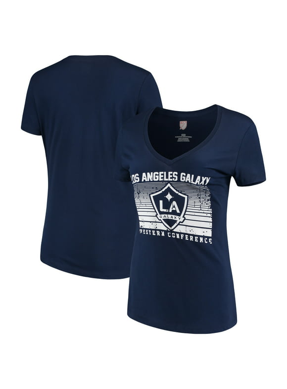 Women's Majestic Navy LA Galaxy Time Crunch V-Neck T-Shirt