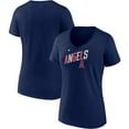 thumbnail image 1 of Women's Majestic Navy Los Angeles Angels Second Wind V-Neck T-Shirt, 1 of 3