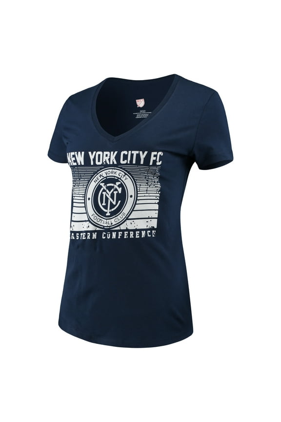Women's Majestic Navy New York City FC Time Crunch V-Neck T-Shirt