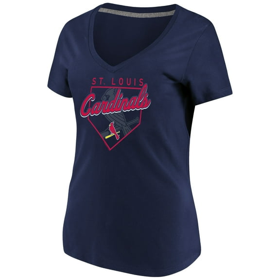 Women's Majestic Navy St. Louis Cardinals Cling to the Lead V-Neck T-Shirt