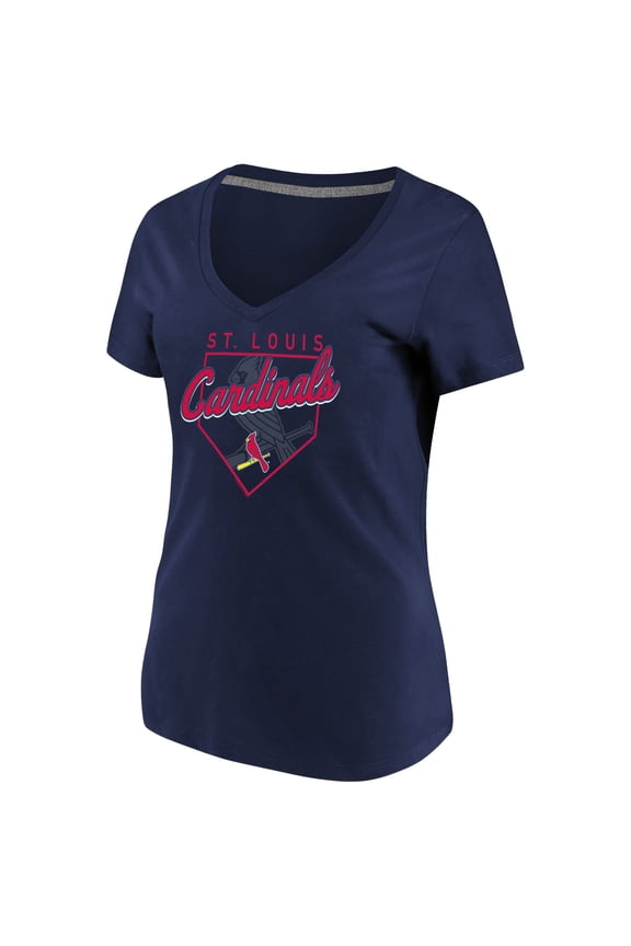 Women's Majestic Navy St. Louis Cardinals Cling to the Lead V-Neck T-Shirt