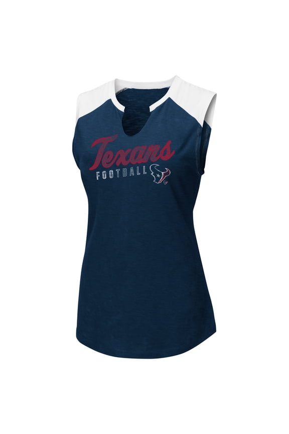 Women's Majestic Navy/White Houston Texans V-Notch Muscle Tank Top