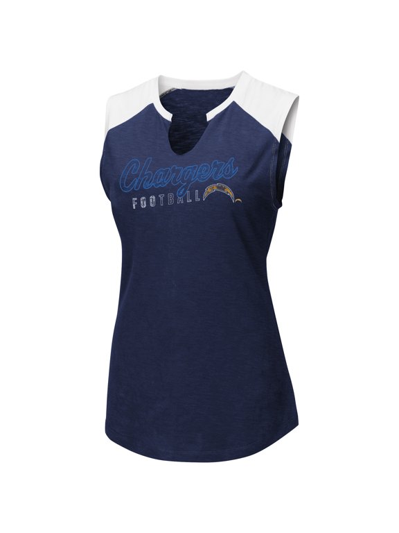 Women's Majestic Navy/White Los Angeles Chargers V-Notch Muscle Tank Top