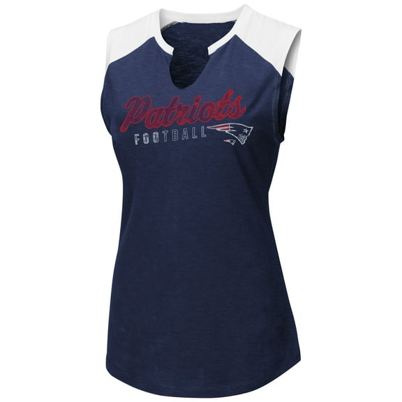 Women's Majestic Navy/White New England Patriots V-Notch Muscle Tank Top