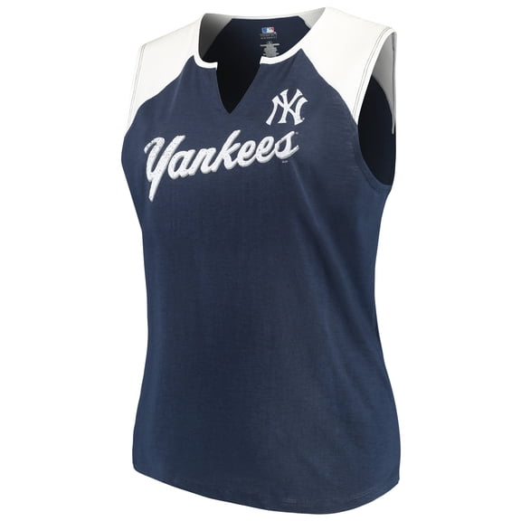 Women's Majestic Navy/White New York Yankees Plus Size Shutout Supreme Sleeveless Muscle Tank Top