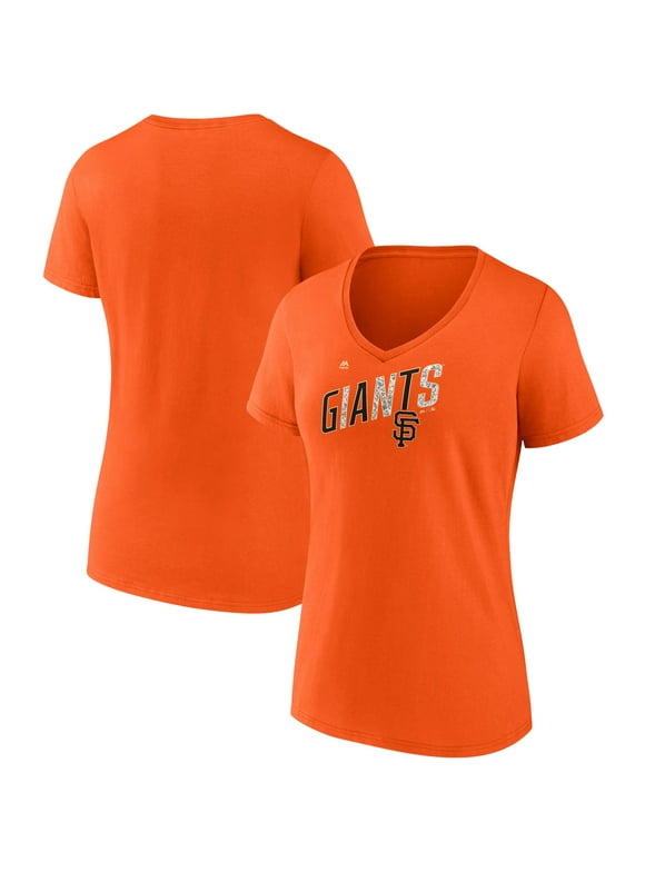 Women's Majestic Orange San Francisco Giants Second Wind V-Neck T-Shirt