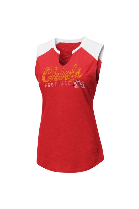 Women's Majestic Red/White Kansas City Chiefs V-Notch Muscle Tank Top