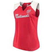 Womens Majestic Red/White Washington Nationals Plus Size Shutout Supreme Sleeveless Muscle Tank Top