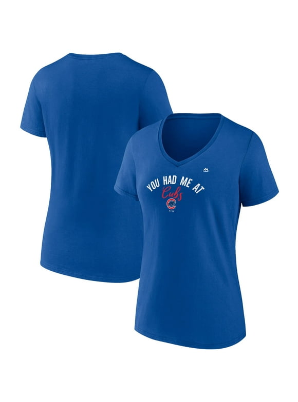 Women's Majestic Royal Chicago Cubs Wild Pitch V-Neck T-Shirt