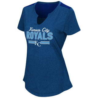 Women's Kansas City Royals Majestic Royal/Light Blue Plus Size League Diva  Henley Performance T-Shirt